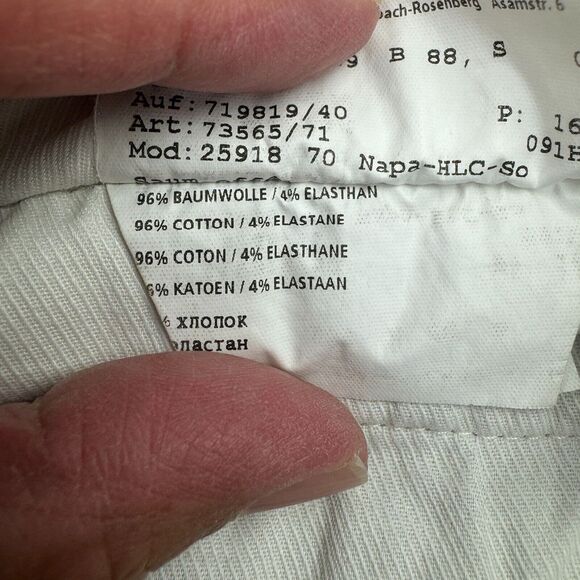 Hiltl Trouser Pants Mens 34x38 Beige Sam Malouf Flat Front Straight Leg Preppy - Picture 6 of 8